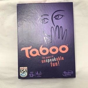 Taboo The game of unspeakable fun 4+players and aged 13+.